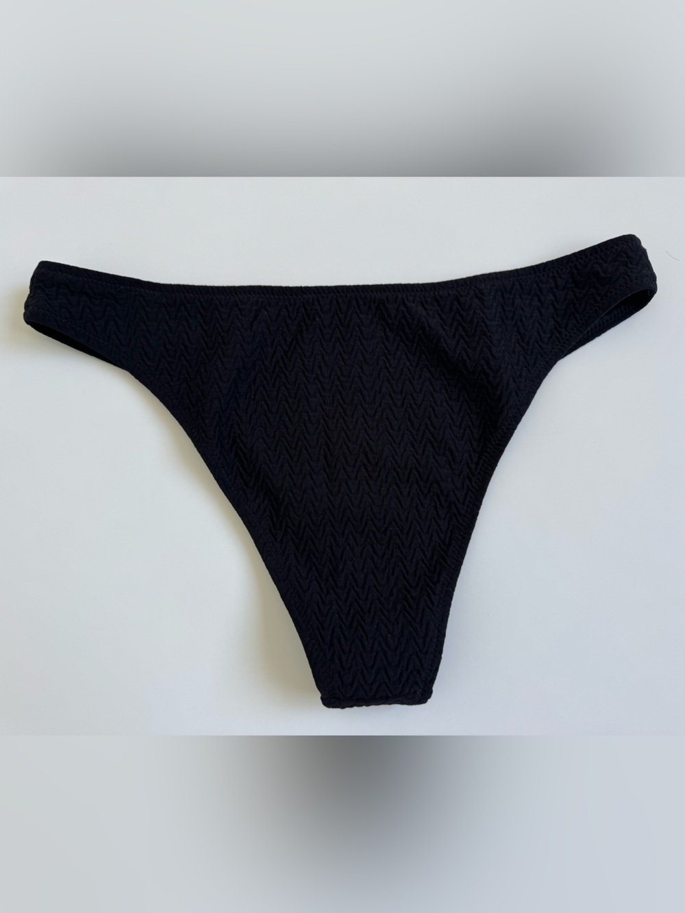 Mikuta - Black Textured High-Cut Bikini Bottom - Picture 5 of 5